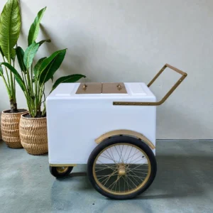 Elegant Standard Size Popsicle Cart – White with Gold Trim