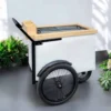 Tall Standard Size White with Black trim Popsicle Cart with Sliding Glass Doors and  Bicycle Tires